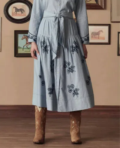 The Great X Stetson The Chambray Embroidered Highland Skirt Chambray In Blue