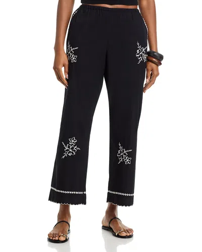 The Great Embroidered Wide Leg Pants In Black