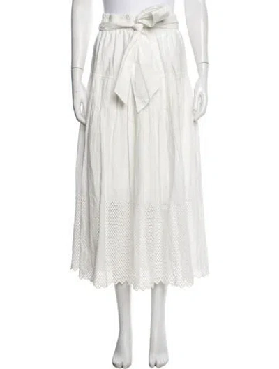 Pre-owned The Great Eyelet Trim Midi Length Skirt In Neutral