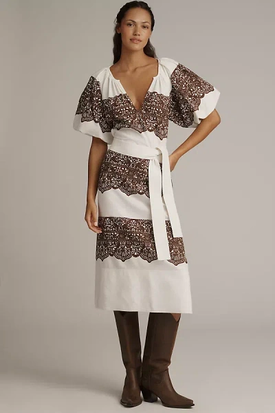 The Great Fairground Short-sleeve Midi Dress In Multi