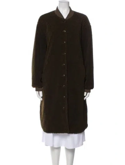 Pre-owned The Great Faux Fur Coat In Green