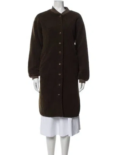 Pre-owned The Great Faux Fur Coat In Green