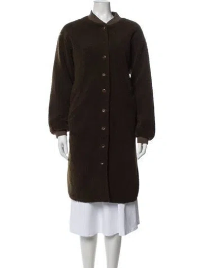 Pre-owned The Great Faux Fur Coat In Green