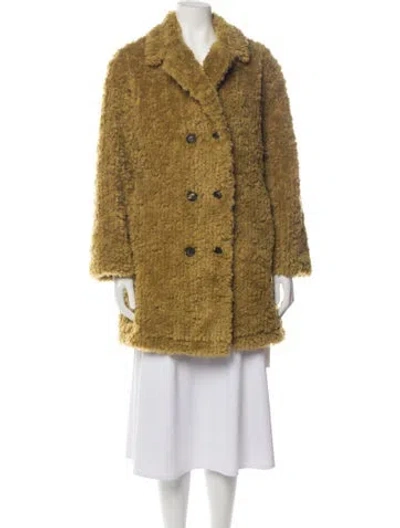 Pre-owned The Great Faux Fur Coat In Yellow