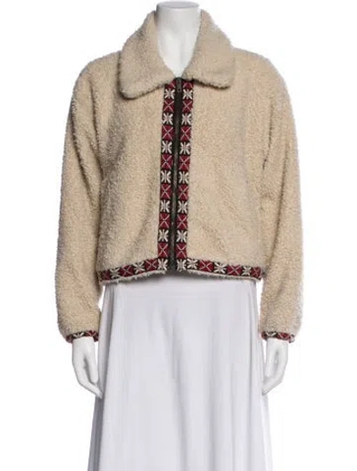 Pre-owned The Great Faux Fur Patterned Jacket In Neutral