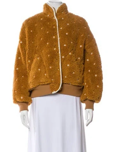 Pre-owned The Great Faux Shearling Printed Faux Fur Jacket In Brown