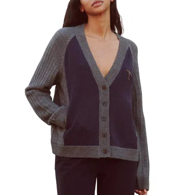 The Great Fellow Color Block Cardigan In Navy In Blue