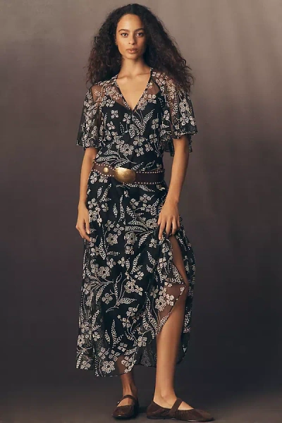 The Great Festal Short-sleeve Maxi Dress In Black