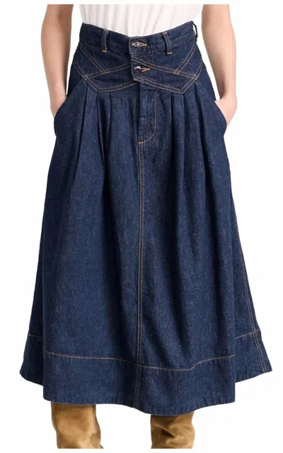 The Great Field Midi Skirt In Midnight Rinse In Blue