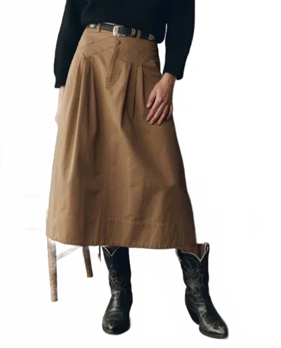 The Great Field Cotton Twill Skirt In Brown
