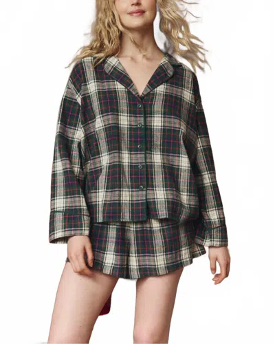 The Great Flannel Smocked Sleep Short In Pine Lodge Plaid In Multi