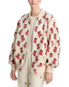 The Great Floral Plush Bomber Jacket In Neutral