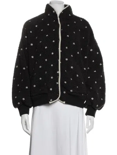 Pre-owned The Great Floral Print Bomber Jacket In Black