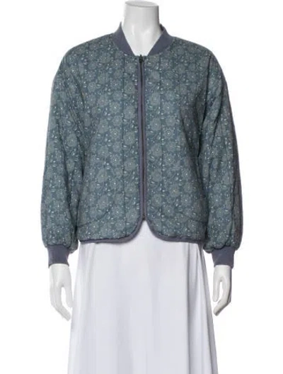 Pre-owned The Great Floral Print Bomber Jacket In Blue