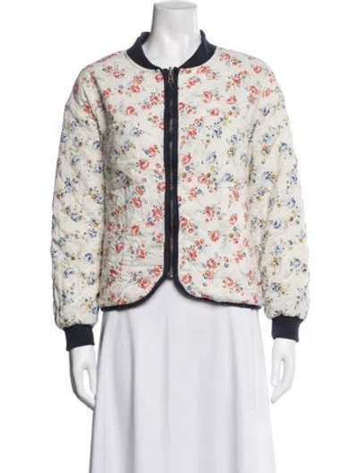Pre-owned The Great Floral Print Bomber Jacket In Neutrals