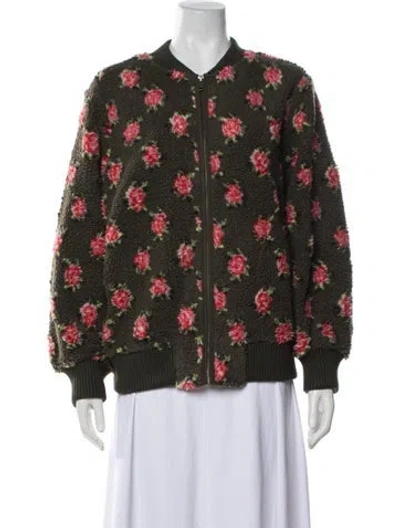 Pre-owned The Great Floral Print Bomber Jacket W/ Tags In Green