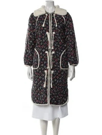 Pre-owned The Great Floral Print Coat In Blue