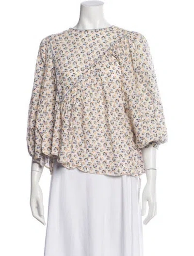 Pre-owned The Great Floral Print Crew Neck Blouse