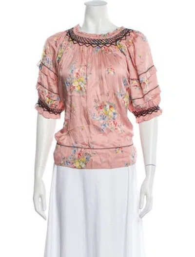 Pre-owned The Great Floral Print Crew Neck Blouse In Multi