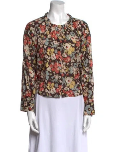 Pre-owned The Great Floral Print Crew Neck Blouse In Multi
