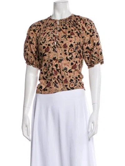 Pre-owned The Great Floral Print Crew Neck Blouse In Multi