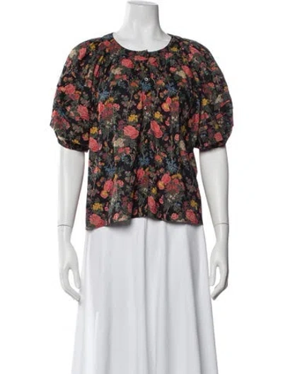 Pre-owned The Great Floral Print Crew Neck Blouse In Multi