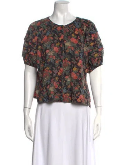 Pre-owned The Great Floral Print Crew Neck Blouse In Multi