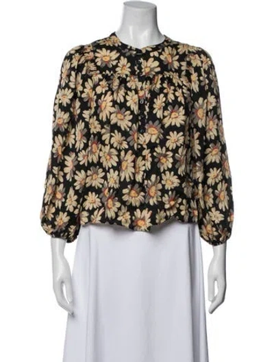 Pre-owned The Great Floral Print Crew Neck Blouse In Multi