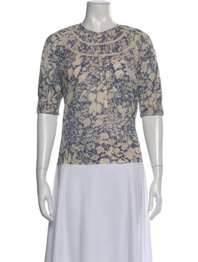 Pre-owned The Great Floral Print Crew Neck Blouse W/ Tags In Multi