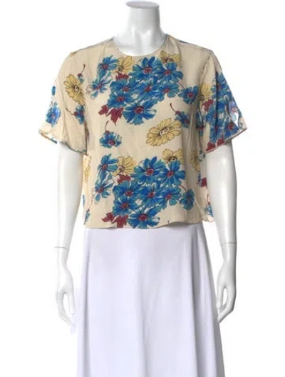 Pre-owned The Great Floral Print Crew Neck Crop Top In Multi