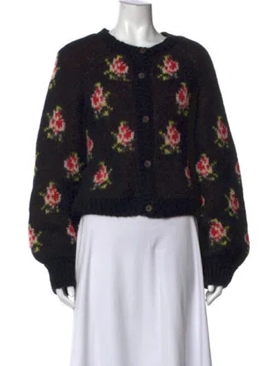 Pre-owned The Great Floral Print Crew Neck Sweater In Black