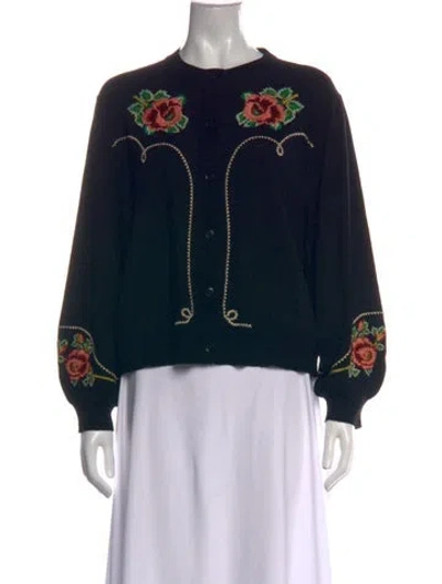 Pre-owned The Great Floral Print Crew Neck Sweater In Black