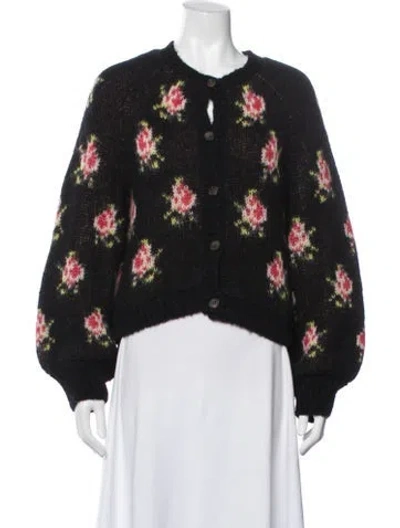 Pre-owned The Great Floral Print Crew Neck Sweater In Blue
