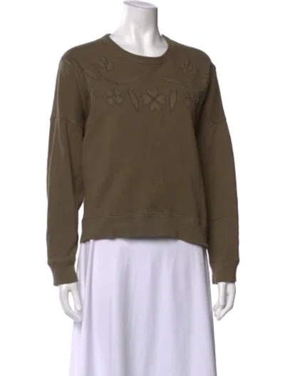 Pre-owned The Great Floral Print Crew Neck Sweater In Green