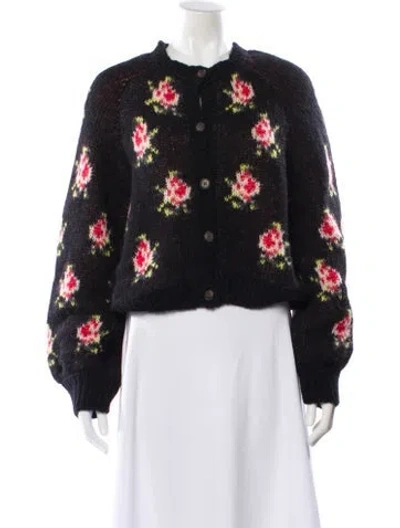 Pre-owned The Great Floral Print Crew Neck Sweater W/ Tags In Black