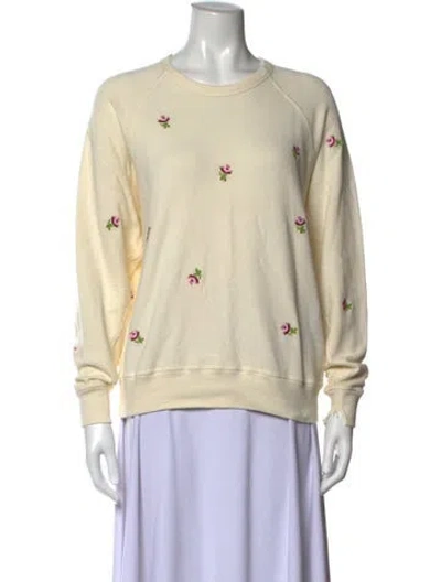 Pre-owned The Great Floral Print Crew Neck Sweater In White