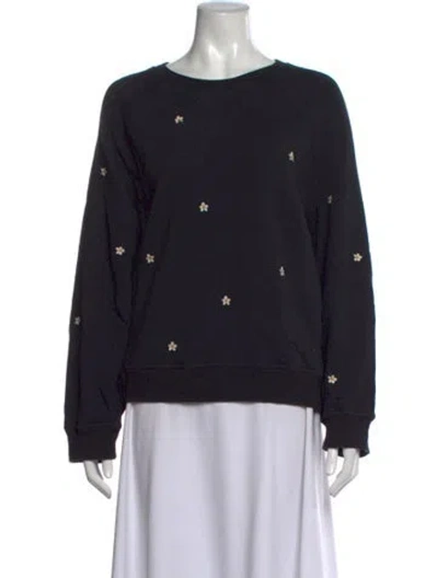Pre-owned The Great Floral Print Crew Neck Sweatshirt In Black