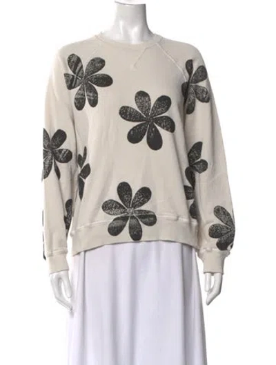 Pre-owned The Great Floral Print Crew Neck Sweatshirt In Black/neutrals