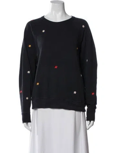 Pre-owned The Great Floral Print Crew Neck Sweatshirt In Blue