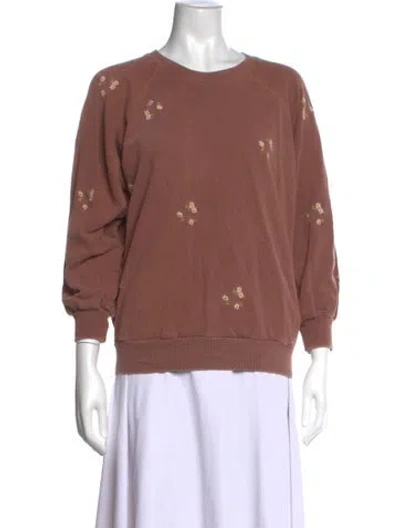 Pre-owned The Great Floral Print Crew Neck Sweatshirt In Brown