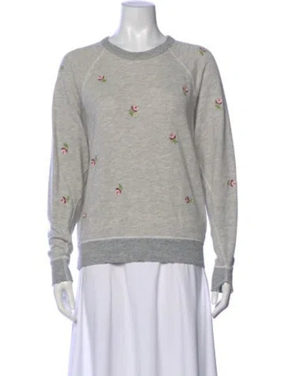 Pre-owned The Great Floral Print Crew Neck Sweatshirt In Gray