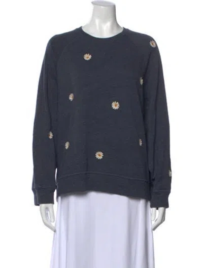 Pre-owned The Great Floral Print Crew Neck Sweatshirt In Gray