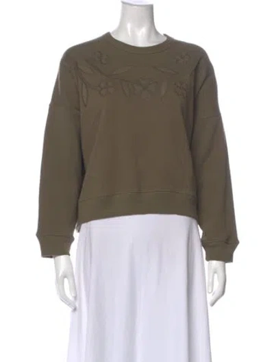 Pre-owned The Great Floral Print Crew Neck Sweatshirt In Green