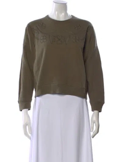 Pre-owned The Great Floral Print Crew Neck Sweatshirt In Green