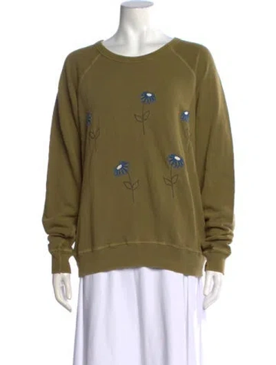 Pre-owned The Great Floral Print Crew Neck Sweatshirt In Green