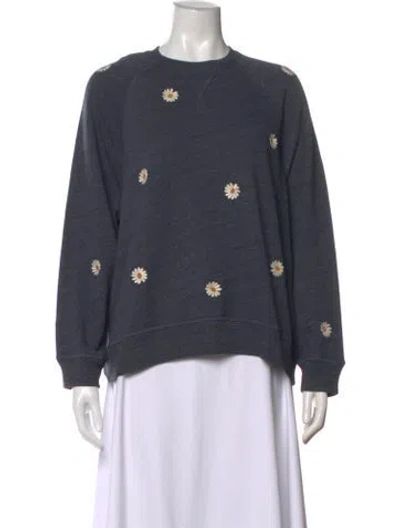 Pre-owned The Great Floral Print Crew Neck Sweatshirt In Grey