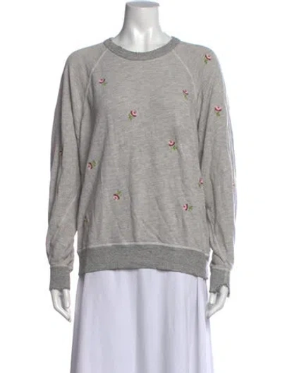 Pre-owned The Great Floral Print Crew Neck Sweatshirt In Grey
