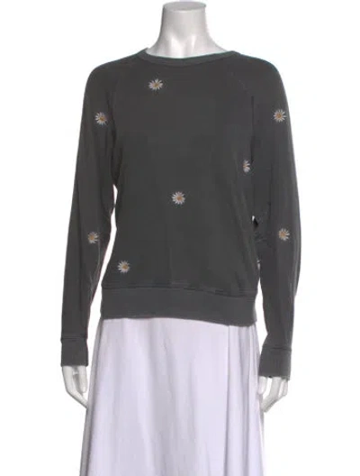 Pre-owned The Great Floral Print Crew Neck Sweatshirt In Grey