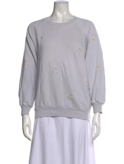 Pre-owned The Great Floral Print Crew Neck Sweatshirt In Grey