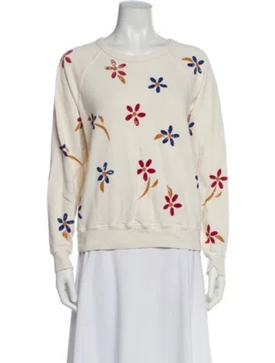 Pre-owned The Great Floral Print Crew Neck Sweatshirt In Neutral